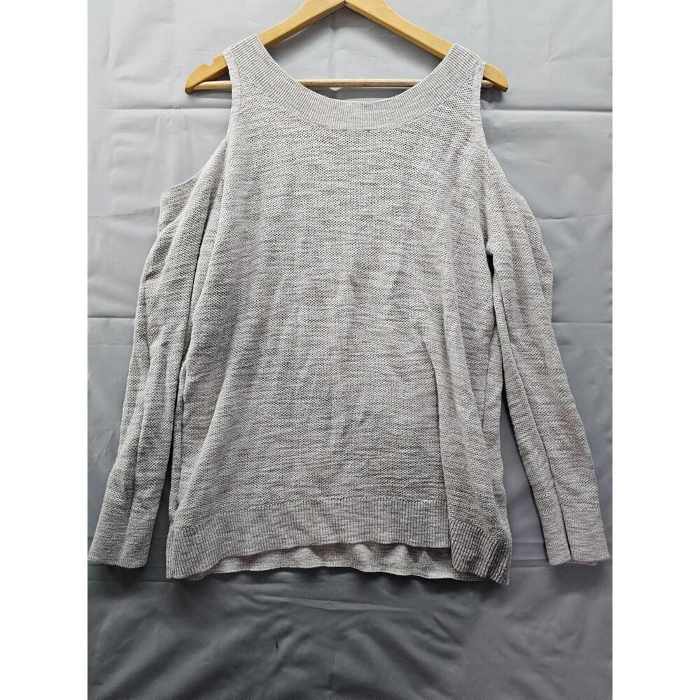 Express Cold Shoulder Lace-Up Sweater Light Gray Women’s Large